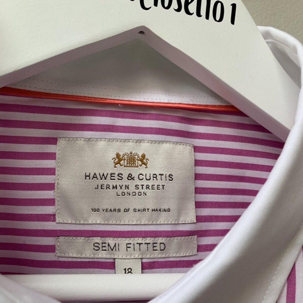 Hawes & Curtis Ladies Shirt Blouse Size 18 Pink Stripe Semi Fitted *NEW* - Picture 8 of 13